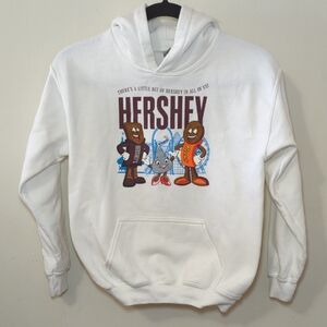 Hersheypark Hoodie White There's a Little Bit of Hershey in All of Us Kids Sz M